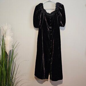 Women’s Black Velvet J. Crew Puff-Sleeve Cocktail Dress, 8